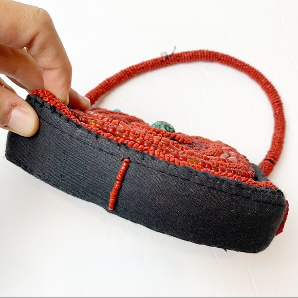 Sudha | 1960's Vintage Hand Beaded Cabochon Mini Bag Purse - Picture 3 of 8